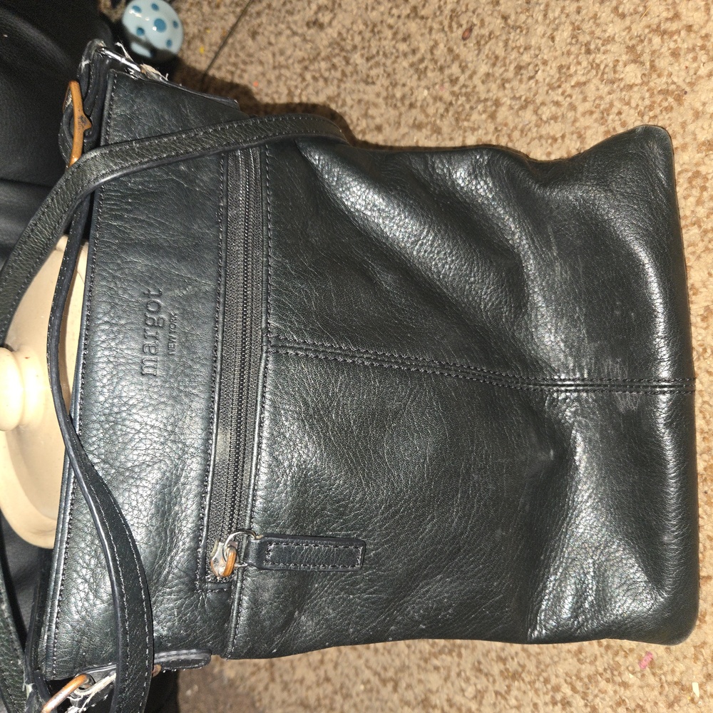 MARGOT Black Leather Shoulder Bag Nice Thick Soft Leather